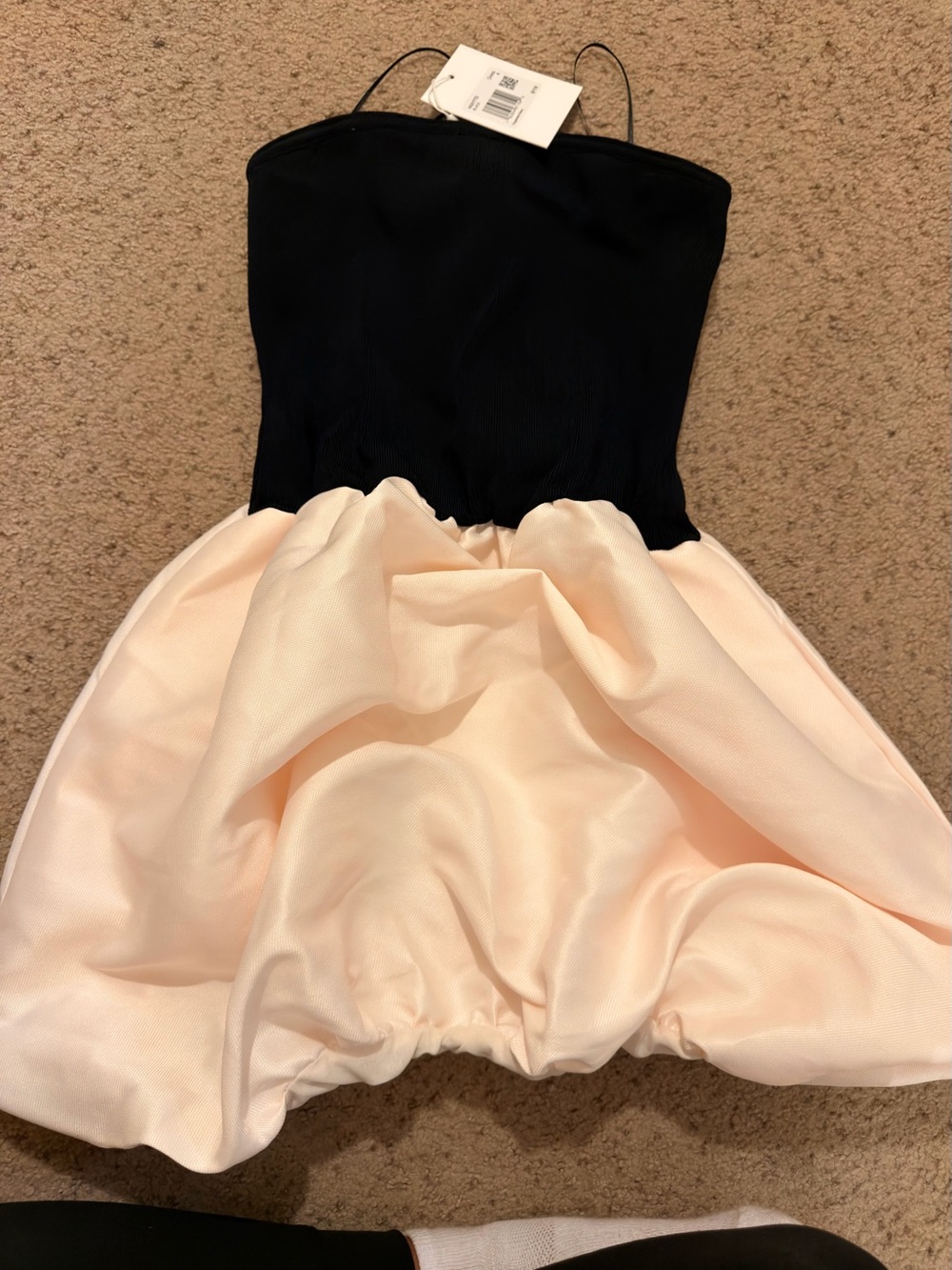 Endless Rose Strapless Black & Cream Bubble Hem Dress